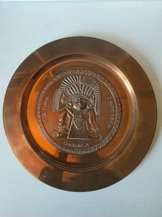Plato Decorativo Cobre Oaxaca Zapoteca