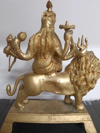 bronce de Durga montando león siglo XXVII