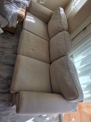 Sofá 3 plazas beige tela