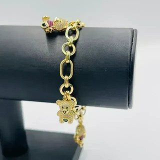 Pulsera Oso Dorado con Circonitas