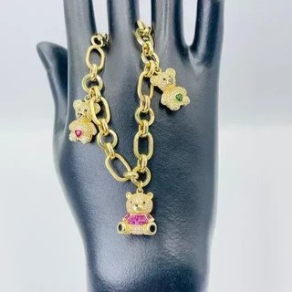 Pulsera Oso Dorado con Circonitas