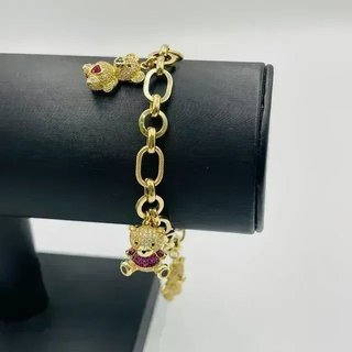 Pulsera Oso Dorado con Circonitas