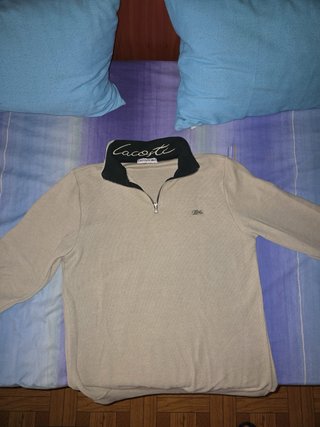 Jersey Beige Lacoste Media Cremallera