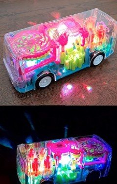 Autobús de juguete transparente