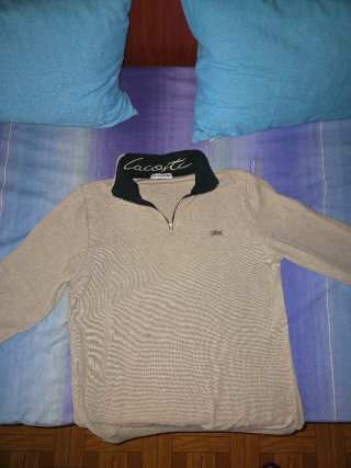 Jersey Lacoste Beige Media Cremallera