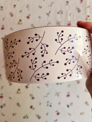 Ciotola per cani in ceramica malva con stampa floreale
