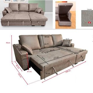 Sofá modular beige y gris