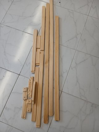 Cavallettino da pittura professionale 150cm con pennelli. Cavalletto pieghevole in legno con altezza regolabile. Supporto per tele grandi