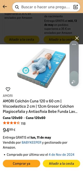 Colchón cuna 60x120