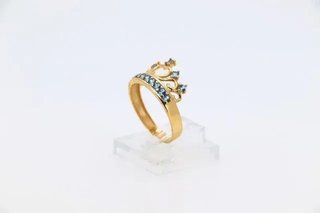 Anillo Corona con Piedras Azules
