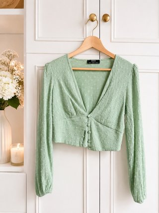 Top corto Bershka verde menta