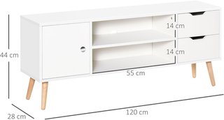 Mobile TV Moderno in Legno Bianco, Mobile Porta TV Design per TV Max. 50" 120X28X44Cm