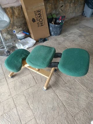 Silla Ergonómica Madera y Tela Verde