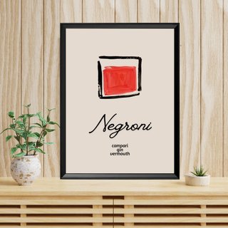 Quadro con Stampa "Negroni" Poster Cocktail 40x30