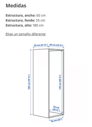 Estructura IKEA PLATSA blanca 60x55x180 cm
