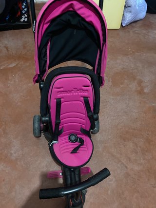Triciclo Carrito Paseo Bebé Rosa y Negro