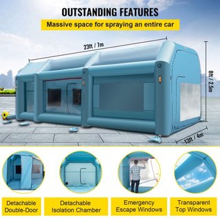 Tienda de Pintura Inflable para Autos 7 x 4 x 2.5 m con Sistema de Filtración y 2 Ventiladores
