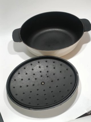 Olla Hierro Fundido Esmaltada Blanca y Negra