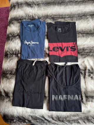Lote 4 Camisetas Pepe Jeans, Levi's, Naf Naf Talla