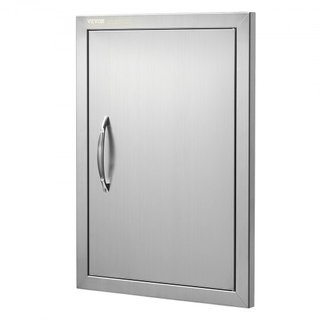 Puerta de Acceso para BBQ, Puerta de Cocina Exterior Individual de 407x559 mm, Puerta Montada a Ras de Acero Inoxidable, Puerta Vertical de Pared con Mango, para Isla de BBQ, Estación de Parrilla,...