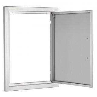 Puerta de Acceso para BBQ, Puerta de Cocina Exterior Individual de 407x559 mm, Puerta Montada a Ras de Acero Inoxidable, Puerta Vertical de Pared con Mango, para Isla de BBQ, Estación de Parrilla,...