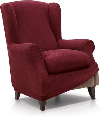 Funda de Sillón Orejero Elástica de 70 a 100cm | Modelo Reale | Burdeos | Funda Ajustable Sillón Orejero Universal | Protector d