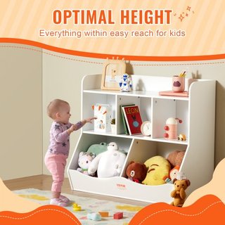 Cubículo de Almacenamiento para Niños de Madera, Organizador de Almacenamiento de Juguetes con Estantería, Gabinete de Almacenamiento de Juguetes de Madera de 5 Cubículos, Estante de Libros para N...