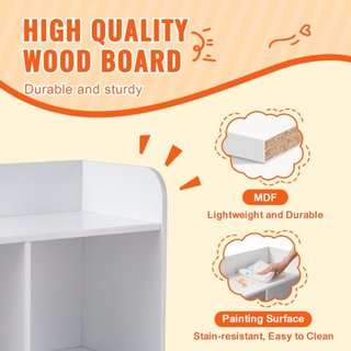 Cubículo de Almacenamiento para Niños de Madera, Organizador de Almacenamiento de Juguetes con Estantería, Gabinete de Almacenamiento de Juguetes de Madera de 5 Cubículos, Estante de Libros para N...