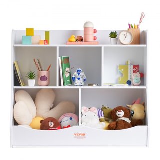 Cubículo de Almacenamiento para Niños de Madera, Organizador de Almacenamiento de Juguetes con Estantería, Gabinete de Almacenamiento de Juguetes de Madera de 5 Cubículos, Estante de Libros para N...