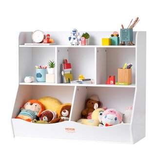 Cubículo de Almacenamiento para Niños de Madera, Organizador de Almacenamiento de Juguetes con Estantería, Gabinete de Almacenamiento de Juguetes de Madera de 5 Cubículos, Estante de Libros para N...
