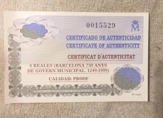 Moneda Plata 2000 Ptas. 1999 Carlos I Rey España