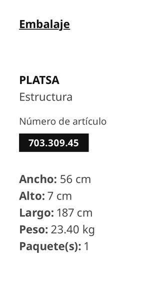 Estructura IKEA PLATSA blanca 80x55x180 cm