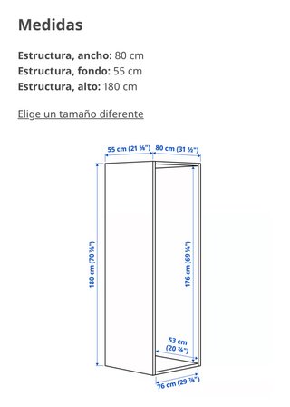 Estructura IKEA PLATSA blanca 80x55x180 cm