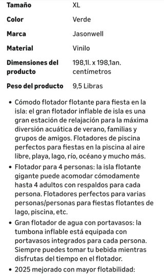 Isla Flotante 4 Personas Piscina