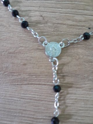 Collana Rosario Nero Argento