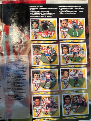 Página cromos Atlético de Madrid 94-95
