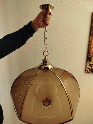 Lámpara de techo cristal y metal