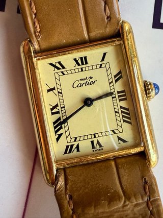 Reloj Cartier Tank Must Marrón y Dorado