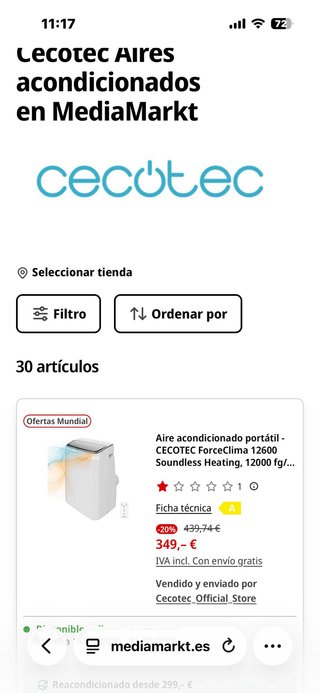 Cecotec ForceClima 12600 Aire Acondicionado Portát