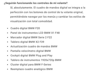 Cuadro Digital BMW Serie 1, 2, X1, X2