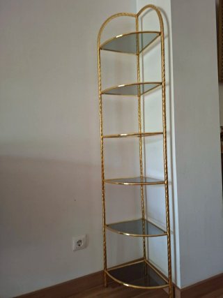 Estantería Rinconera Dorada Cristal