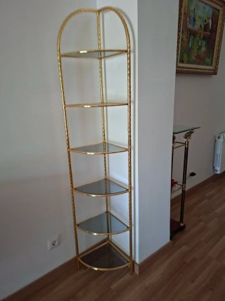 Estantería Rinconera Dorada Cristal