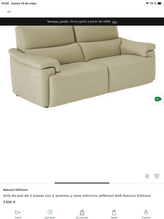 Conjunto Sofás Natuzzi Piel Beige