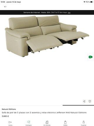 Conjunto Sofás Natuzzi Piel Beige