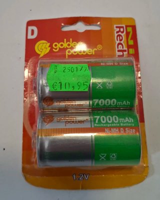 Pilas Recargables Golden Power D (R20) Ni-MH