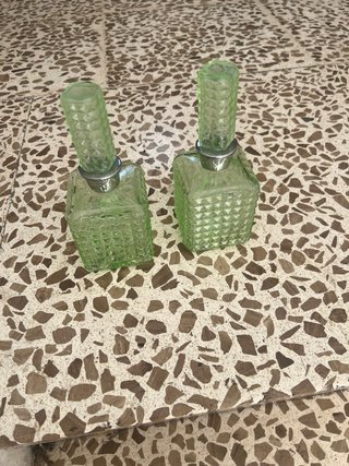 Juego tocador licor vintage verde