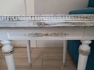 Mesa auxiliar madera y mármol