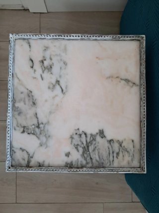 Mesa auxiliar madera y mármol