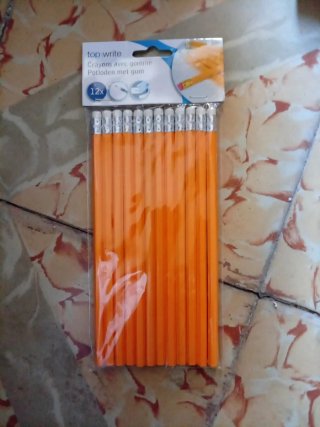12 Lápices de Colores Naranja con Goma