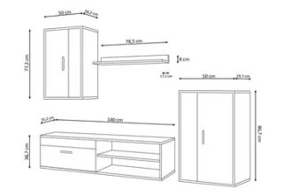 SET MODULAR SALON TV ECO NORDICO ROBLE BLANCO